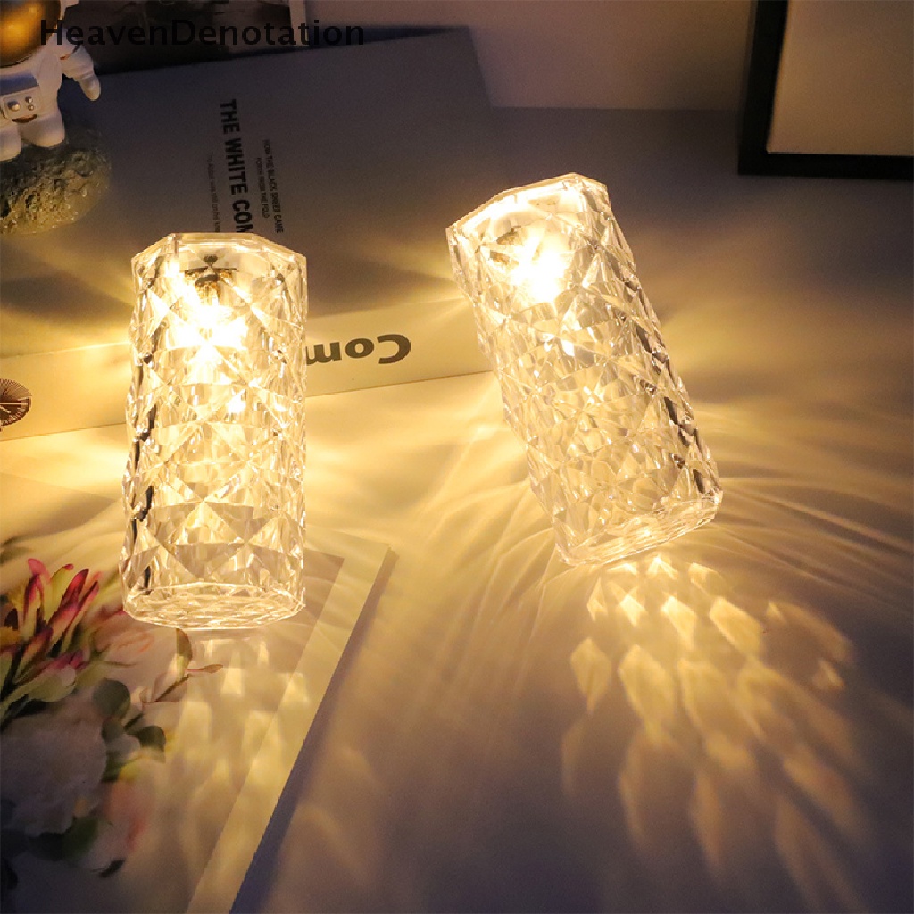 [HeavenDenotation] Lampu Meja Kristal Led Efek 3D Lampu Suasana Berlian Lampu Keren Lampu USB Sentuh Lampu Malam Luber Untuk Dekorasi Kamar Tidur Lampu Suasana Kristal Hadiah HDV