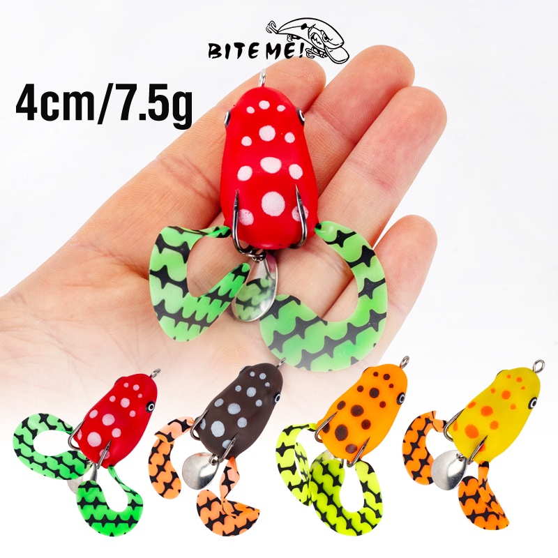 4warna Umpan Katak Buatan Mini Lembut 4cm/7.5g Topwater Mancing Casting Lure Dengan Kait Ganda Snakehead Toman Baits Casting Bait Soft Jump Frog Lompat Umpan