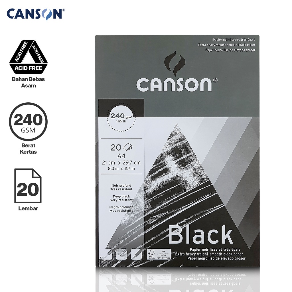 

Canson Black Kertas Gambar Sketsa A4 20 Lembar 240gsm
