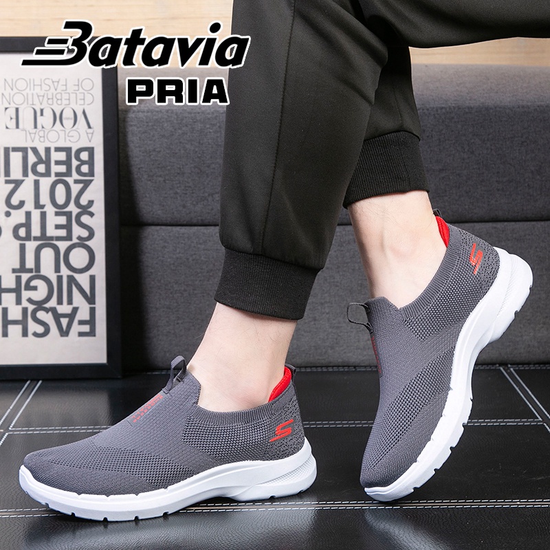 Batavia GROSIR sepatu pria dan rajutan gaya yang sama tanpa tali sepatu sepatu olahraga pria dan warna hitam sepatu olahraga pria dan wanita B25