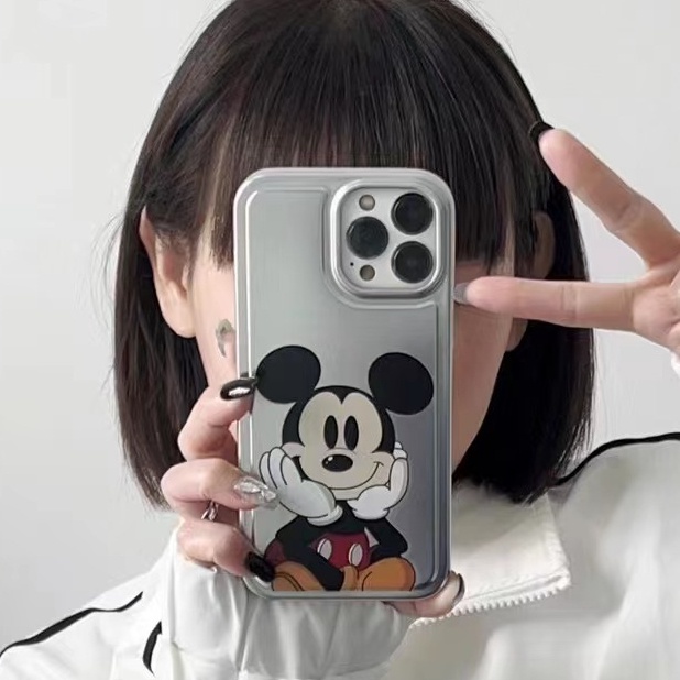 IPHONE Imd Casing Ponsel Kartun Mickey Cocok Untuk Iphone14 13 12 11 Pro Max All Inclusive Electroplating Anti Jatuh Soft Casing