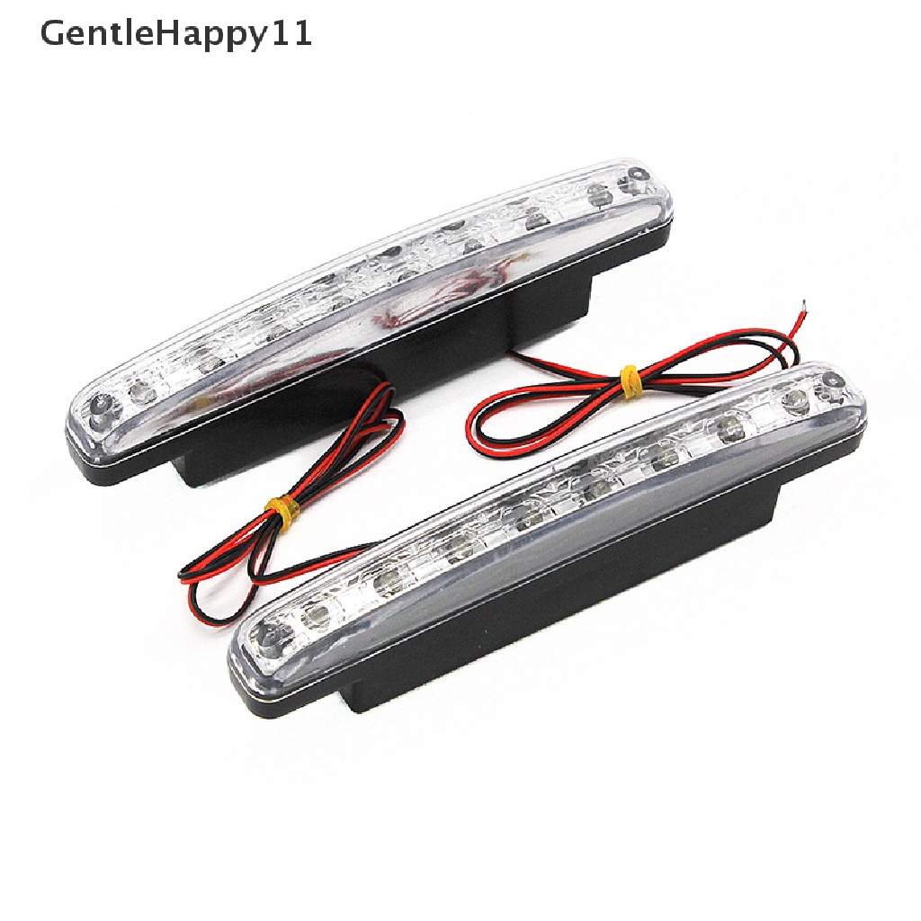 Gentlehappy New 2X Mobil 8led DRL Fog Driving Daylight Siang Running Light Head Lamp Putih id