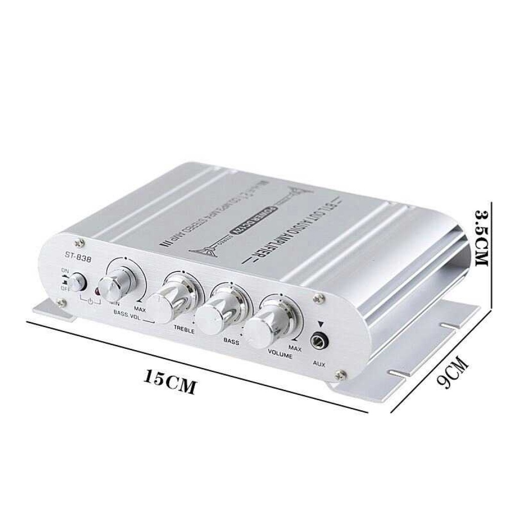 Audio HiFi Stereo Amplifier Pengaturan Treble Bass Booster Aluminium