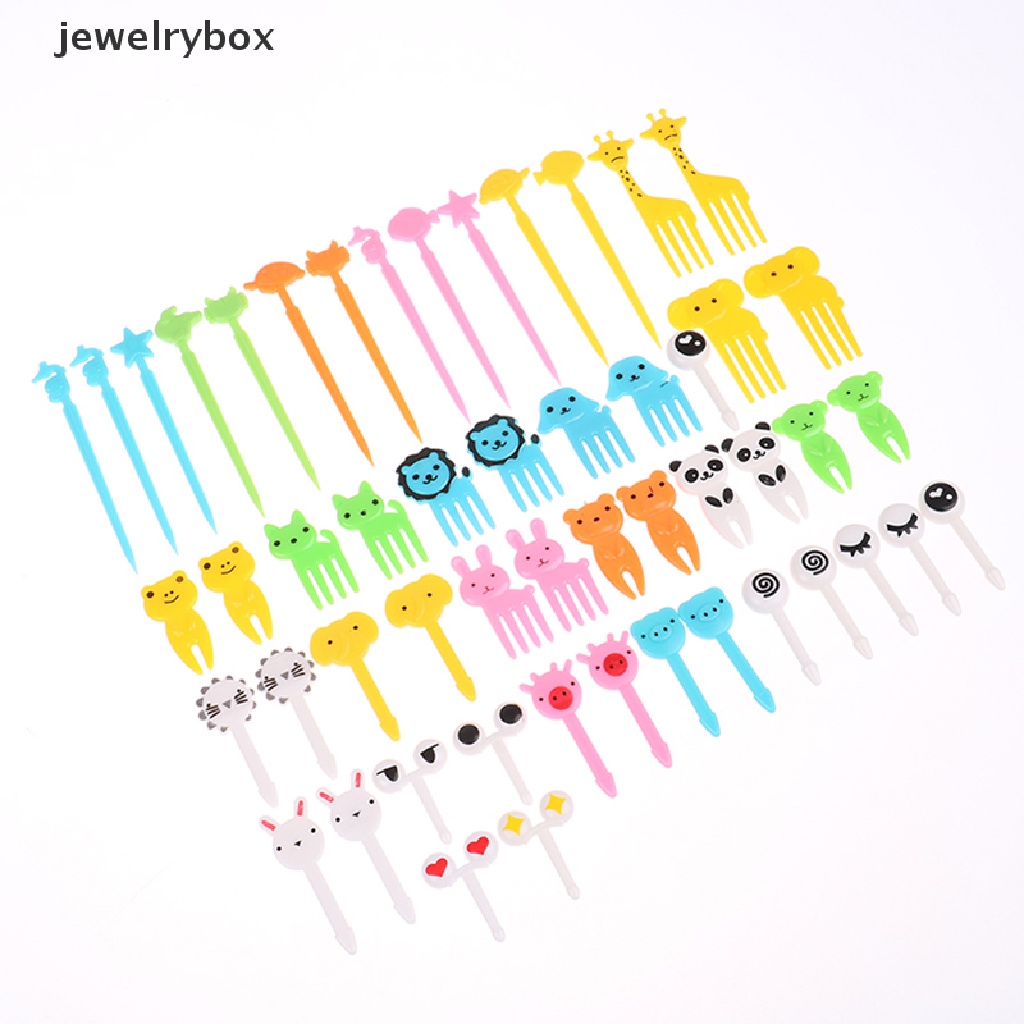 [jewelrybox] 52 Pcs Mini Kartun Hewan Buah Garpu Anak Dessert Fork Dekorasi Pesta Butik
