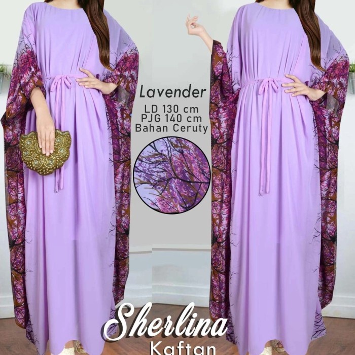 kaftan jumbo murah ceruty kaftan super jumbo terbaru ramadan sherlina - lavender