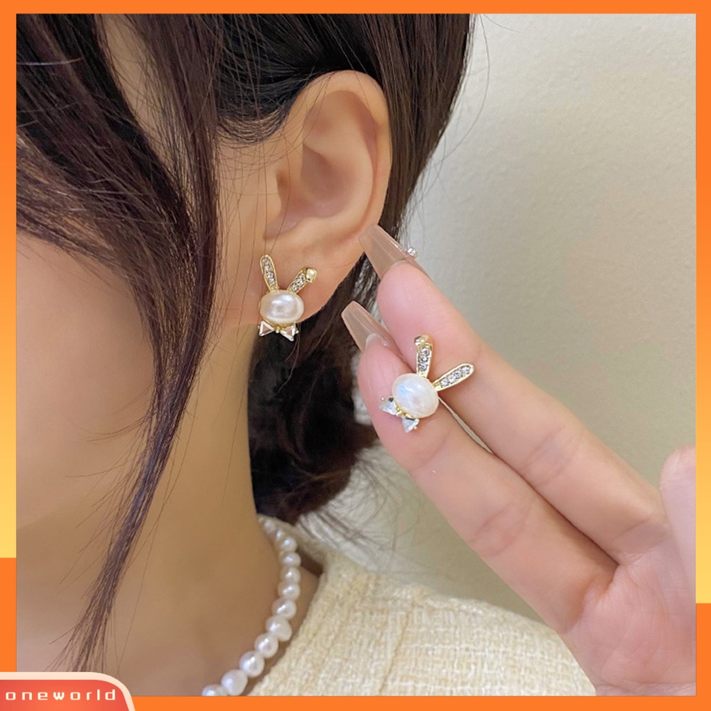 [EONE] 1pasang Ear Studs Animal Nikel Gratis Hypoallergenic Pengerjaan Halus Cubic Zirconia Dekorasi Tidak Luntur Mutiara Imitasi Stud Earrings Wanita Perhiasan