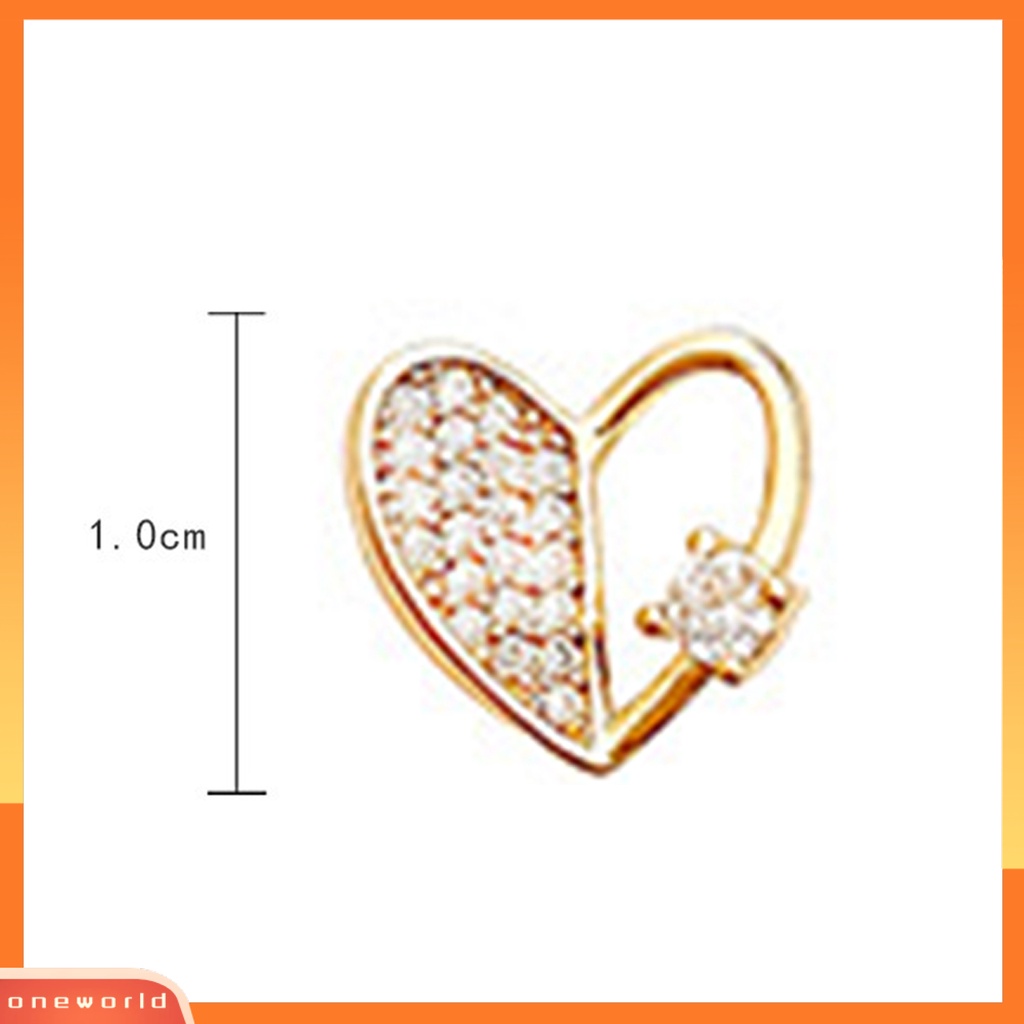 [EONE] 1pasang Wanita Anting Perak Jarum Cahaya Bersinar Mewah Berongga Keluar Electroplating Dekorasi Emas Lucu Hati Cubic Zirconia Stud Earrings Aksesoris Pakaian