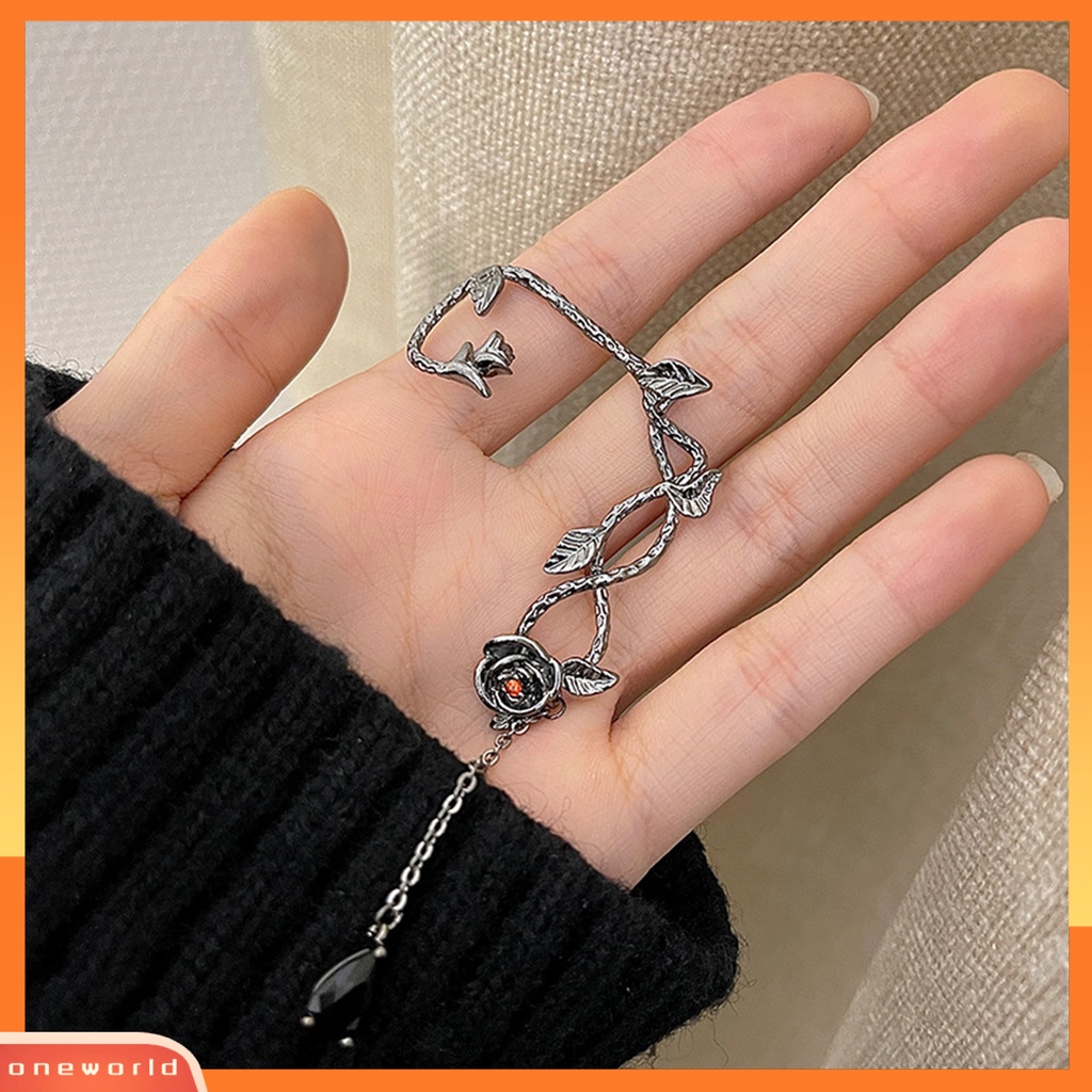 [EONE] 1pc Lady Earrings Retro Temperamen Aesthetic Vintage Anti-Alergi Berdandan Paduan Gelap s Klip Anting Perhiasan Aksesori