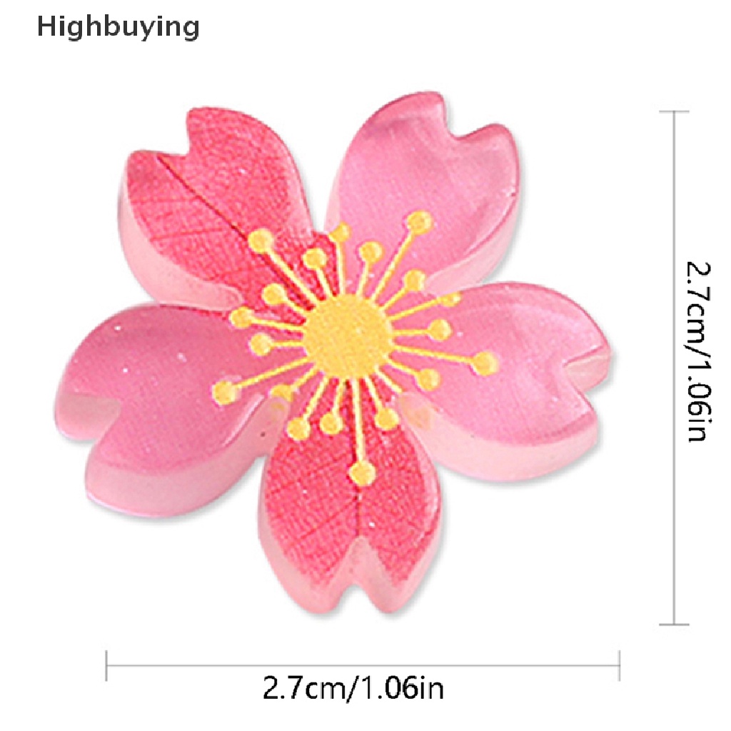 Hbid 10pcs Sweet Cherry Blossom Resin Cabochon 27MM Bunga Datar Kembali Pesona DIY Anak Resin Kerajinan Hiasan Dekorasi Ponsel Glory