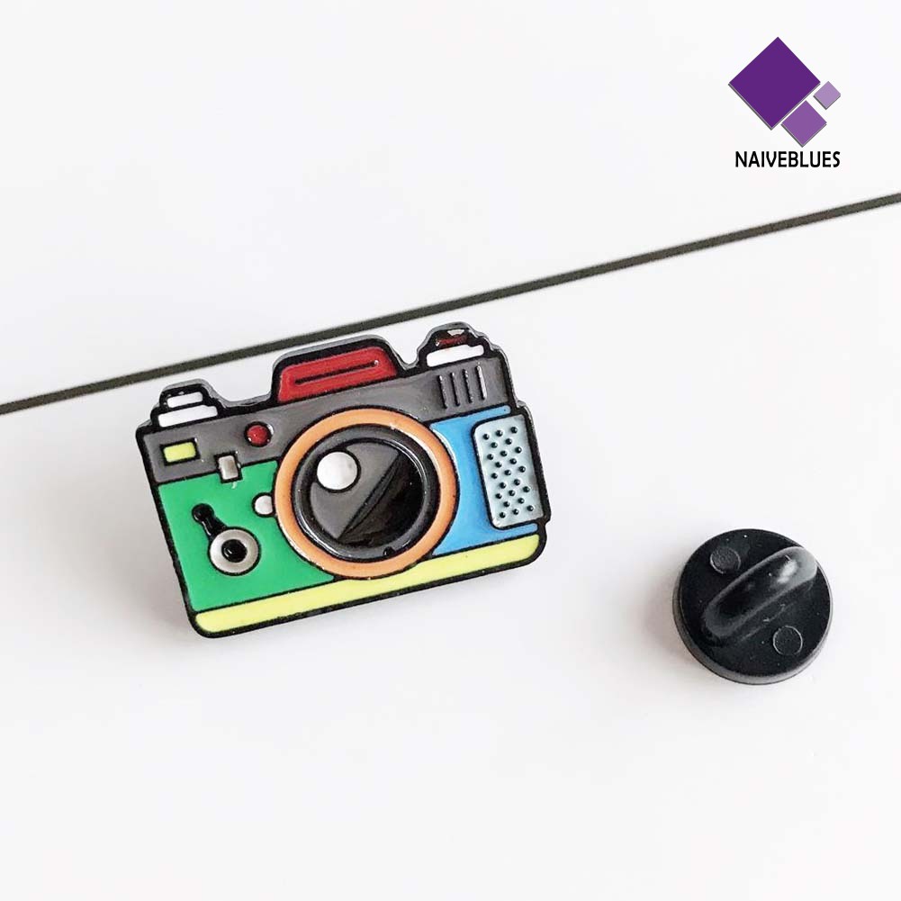 &lt; Naiveblues &gt; Pria Wanita Bentuk Kamera Enamel Bros Pin Jaket Tas Lencana