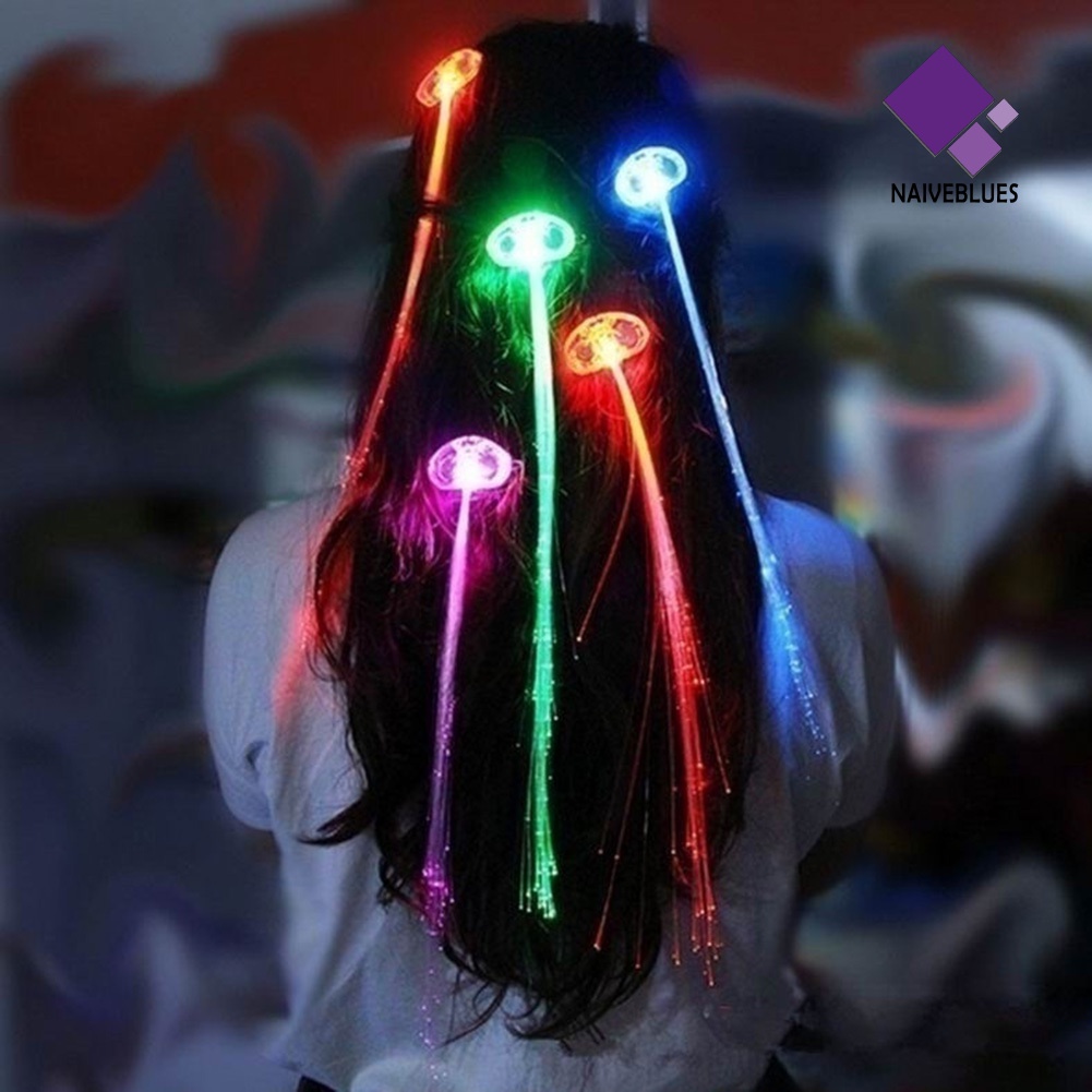 &lt; Naiveblues &gt; LED Menyala Kepang Luminous Fiber Optic Decor Untuk Halloween Bar