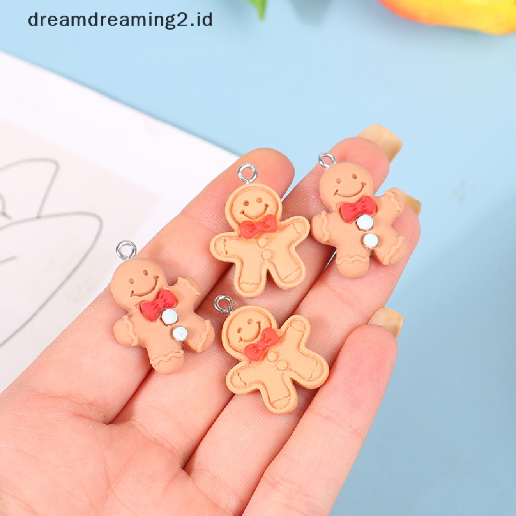 (dream) 10pcs Natal Gingerbread Man Ch Liontin Resin Ch Untuk Gantungan Kunci Anting//