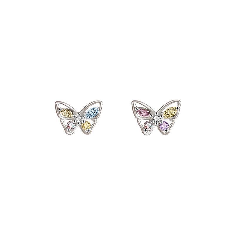 2pcs Fashion Butterfly Stud Earrings Untuk Wanita Hypoallergenic Elegan Colorful Earring Perhiasan Aksesoris