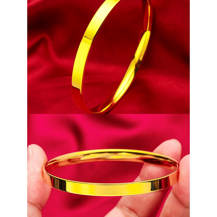 Goldkingdom Aksesoris Fashion 24K Bangkok Aksesoris Stok Wanita Baru Tertutup Gelang Lapis Emas Mengkilap Gelang