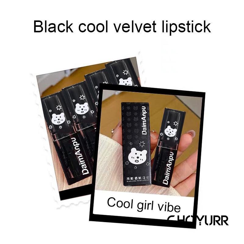 【COD】Daimanpu Lipstik Beruang Hitam Keren Lip Stick 4 Warna Matte Velvet Tahan Lama -CH