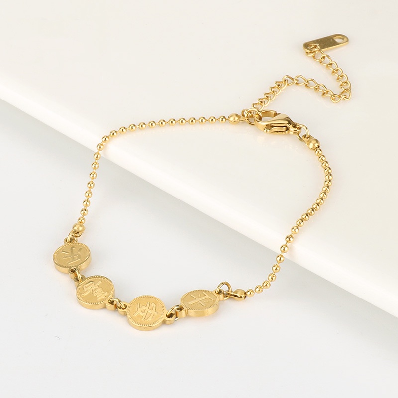 GROSIR Gelang tangan 平安喜乐 damai dan sukacita titanium stainless steel 316L import berkualitas anti karat bisa bayar di tempat COD