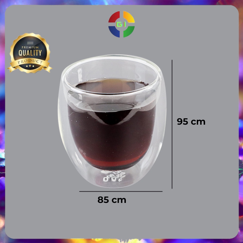 Gelas Kopi Anti Panas Double Wall Glass Borosilicate 250 ml  Transparent