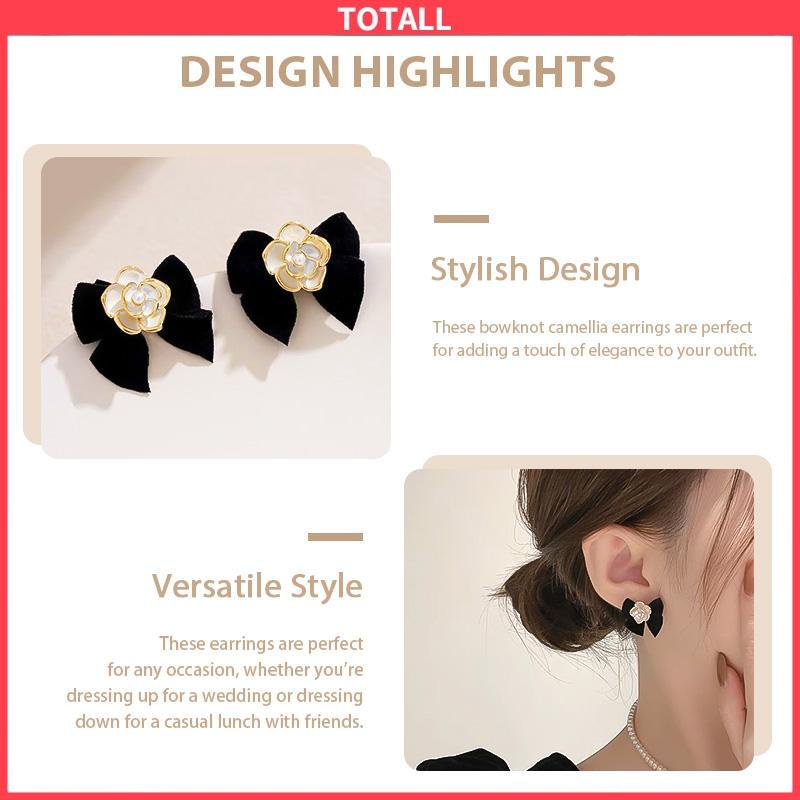 COD Anting bunga Camelia Korea anting busur Vintage Prancis anting premium desain untuk wanita-Totall