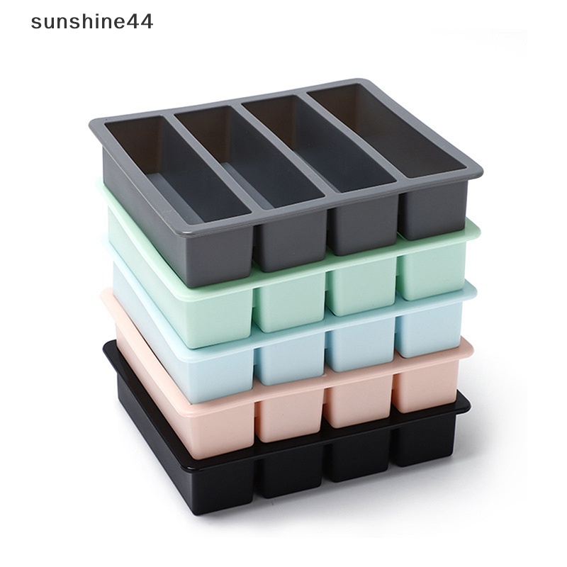 Sunshine 1Pc 4kisi Strip Panjang Silikon Es Batu Square Tray Mold DIY Cube Ice Mold ID