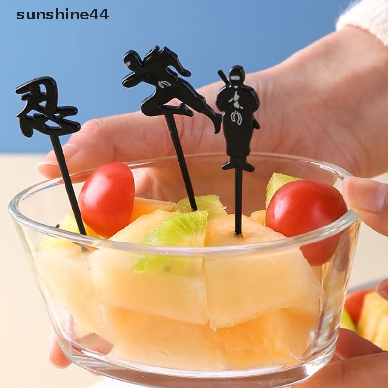 Sunshine 9pcs/set Mini Ninja Style Garpu Buah Anak Snack Dessert Bento Makan Siang Dekorasi Pesta ID