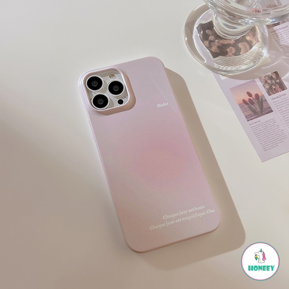 IPHONE Ins Korea Pink Ungu Halo Matte Casing Ponsel Untuk Iphone14 13 12 11 Pro XS Max8 7 Plus X SE XR Shockproof Soft Cover