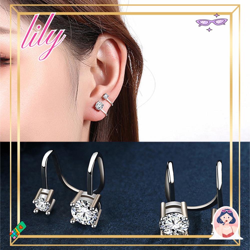 Lily Zircon Ear Cuff Pesta Baru Wanita Pria Anting Non Piercing