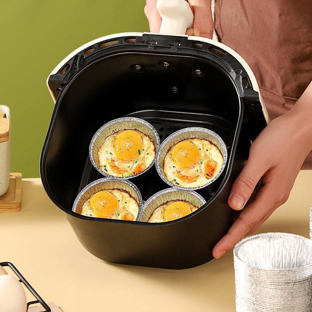 80 * 35mm Cetakan Egg Tart Sekali Pakai Bahan Aluminium Foil Kertas Cup Cake Biskuit Puding Baking Mold