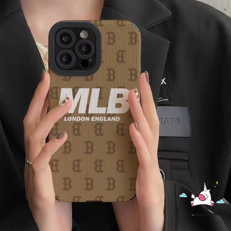 Casing Merek Trendi Kompatibel Untuk iPhone 11 Pro Max7 8 Plus XR 12 13 14 Pro MAX X XS MAX 7Plus 8Plus Tekstur Kulit Mewah Silicon Lembut Shockproof Phone Case