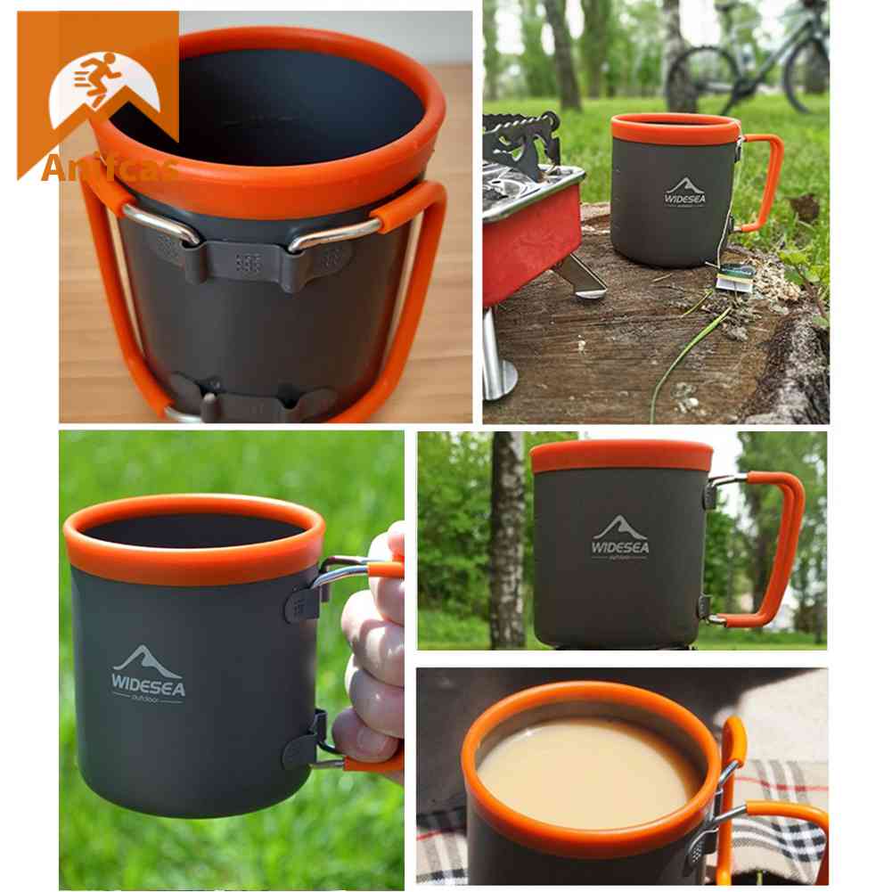 Widesea Aluminium Camping Cup Peralatan Makan Luar Ruangan Travel Piknik Minum Mug