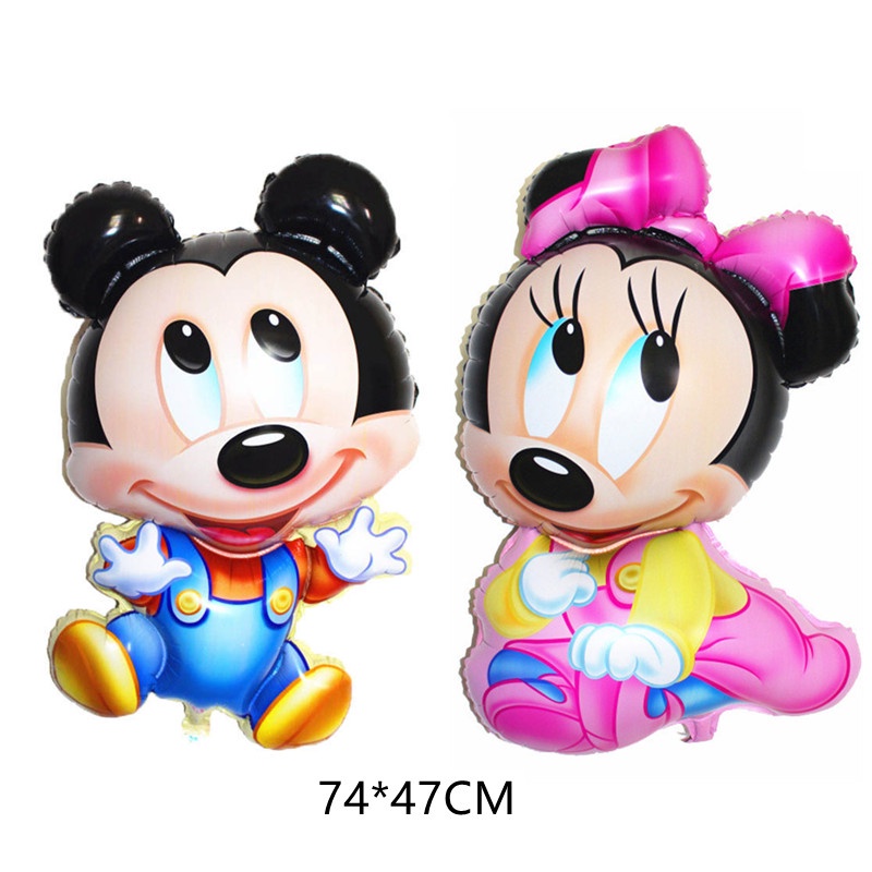 5pcs/set Anime Mickey Balon Mainan Film Aluminium Model Minnie Boneka Angka Perlengkapan Pesta Dekorasi Ulang Tahun Bayi