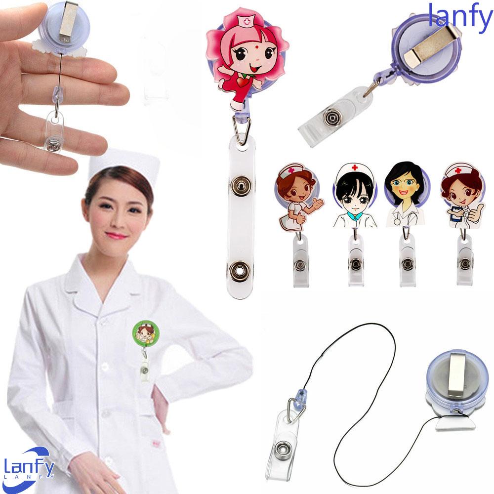 Lanfy Holder Kartu Nama Lucu 1PC Badge Reel Klip ID Name Card Doctor Card Holder Clip