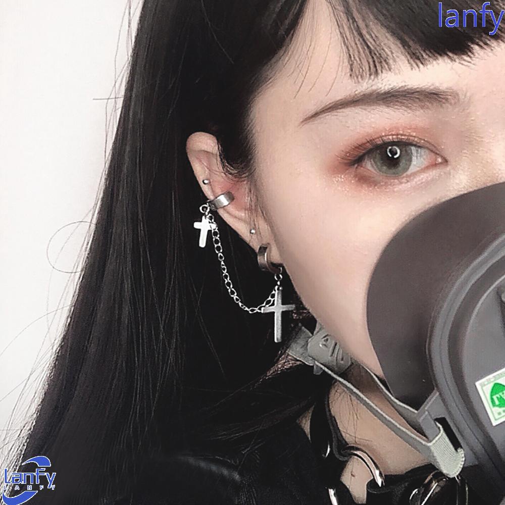 Anting Klip Tulang Rawan Telinga Bahan Alloy Gaya Punk Hip Hop Untuk Pria Dan Wanita