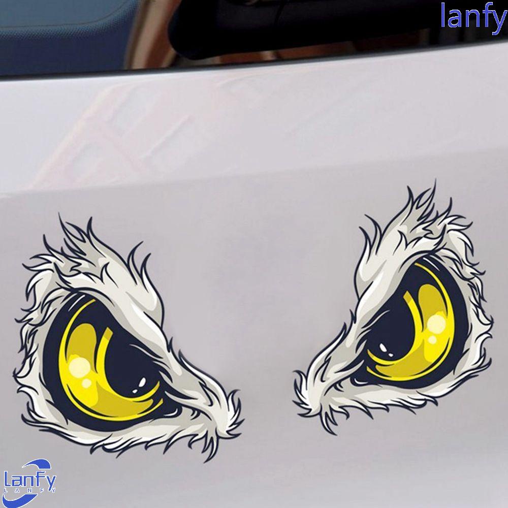 Lanfy Stiker Mobil Vinyl Tahan Air Aksesoris Mobil Styling Penutup Mesin Perekat Diri Mobil Side Fender 3D Stereo Eyes