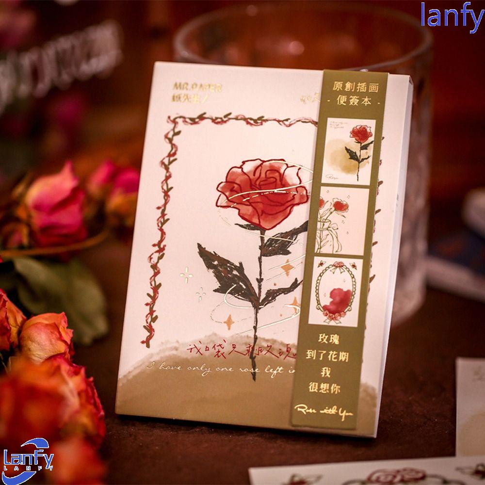 Lanfy Loose-leaf Notepad Perlengkapan Kantor Bahan Kertas Alat Tulis Sekolah DIY Scrapbook Romantic Rose Series Hard Cover Retro Notepad