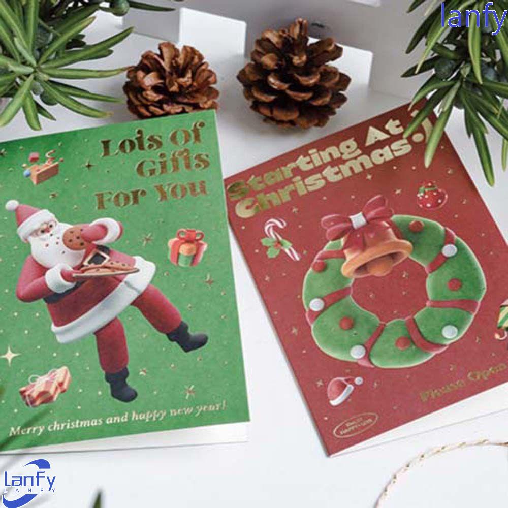 Lanfy Kartu Natal Kid Gift Merry Christmas Greeting Card Santa Claus Undangan Alat Tulis Letter Pad