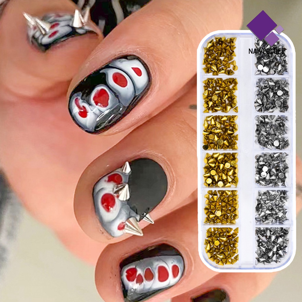 [naiveblues] 1kotak Pesona Nail Art Tidak Luntur Anti-Oksidasi Tahan Jatuh 12kisi DIY Kuku Gadis