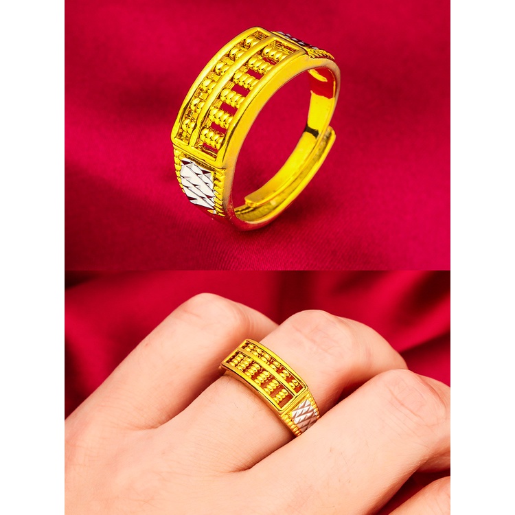 Goldkingdom Fashion Perhiasan Aksesoris Ready Stock Pria Sempoa Cincin Ganda Emas Dan Perak Agresif Adjustable Ring