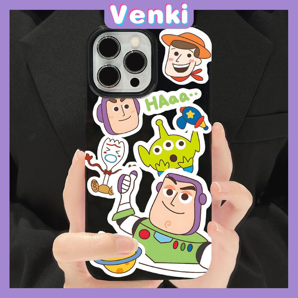 VENKI - For iPhone 11 iPhone Case Black Glossy TPU Soft Case Shockproof Protection Camera Cute Cartoon Compatible with iPhone 14 13 Pro max 12 Pro Max xr xs max 7Plus 8Plus