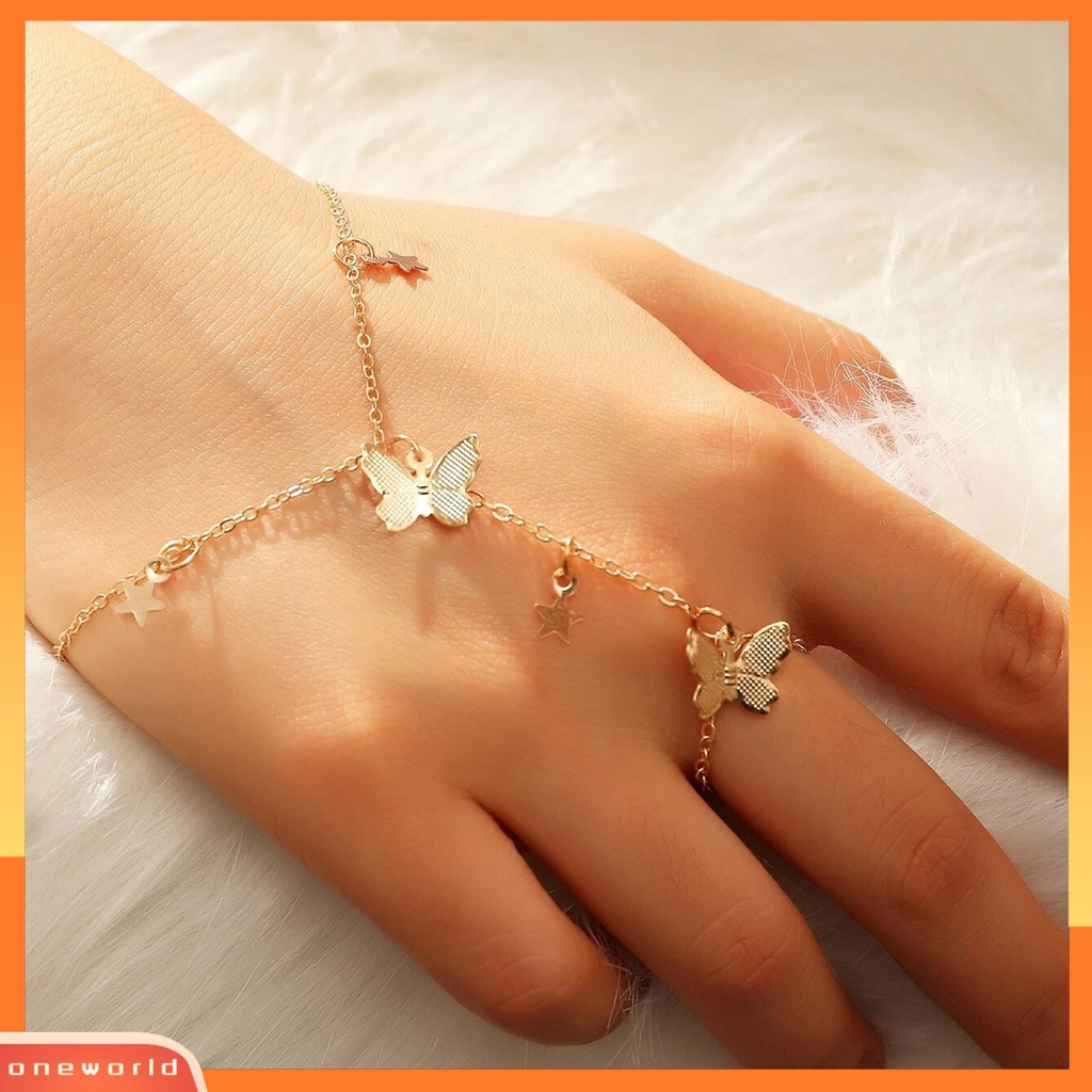 [EONE] Gelang Wanita Butterfly Link Sambung Perhiasan Adjustable Plated Bangle Untuk Pesta