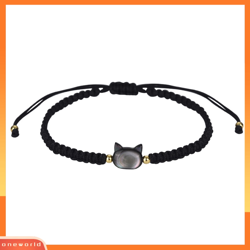 [EONE] Gelang Couple Kepribadian Handmade Beads Adjustable Mewah Hitam Kucing Shell Tangan Braided Bracelet Perhiasan Aksesori