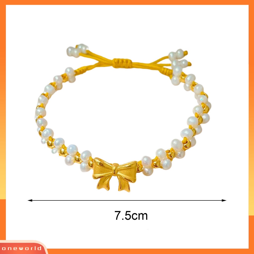 [EONE] Gelang Rantai Kepribadian Handmade Beads Adjustable Ikatan Simpul Mutiara Imitasi Tangan Braided Bracelet Perhiasan Aksesori