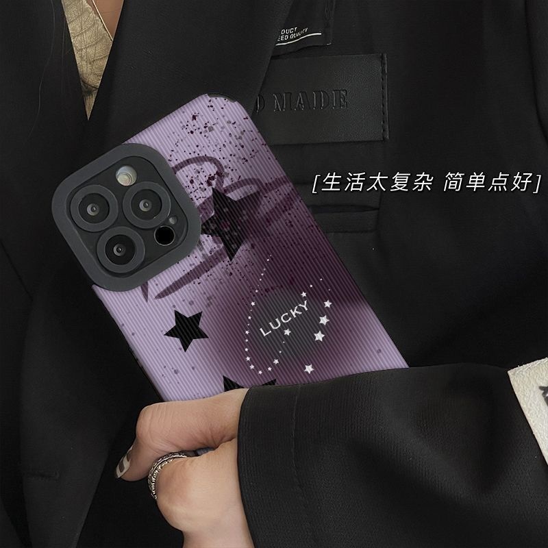IPHONE Casing Ponsel Desain Graffiti Bintang Ungu Malam Gelap Kompatibel Dengan Iphone12 13 14 11 Pro Max X Xs Max Xr Dfcv