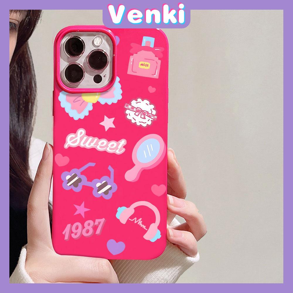 VENKI - For iPhone 11 iPhone Case Pink Glossy TPU Soft Case Shockproof Protection Camera Pink Sweet Bow Compatible with iPhone 14 13 Pro max 12 Pro Max xr xs max 7Plus 8Plus
