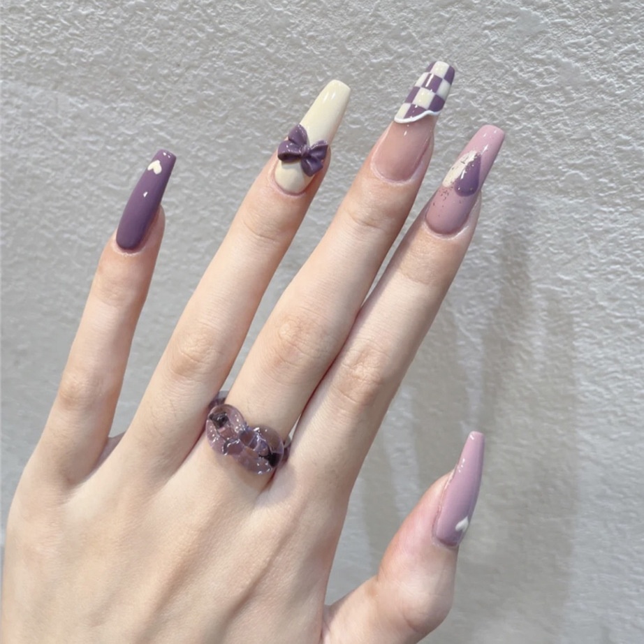 X62 24Pcs DIY Kuku Palsu French Cool Finger Nail Art Stiker Kuku Palsu