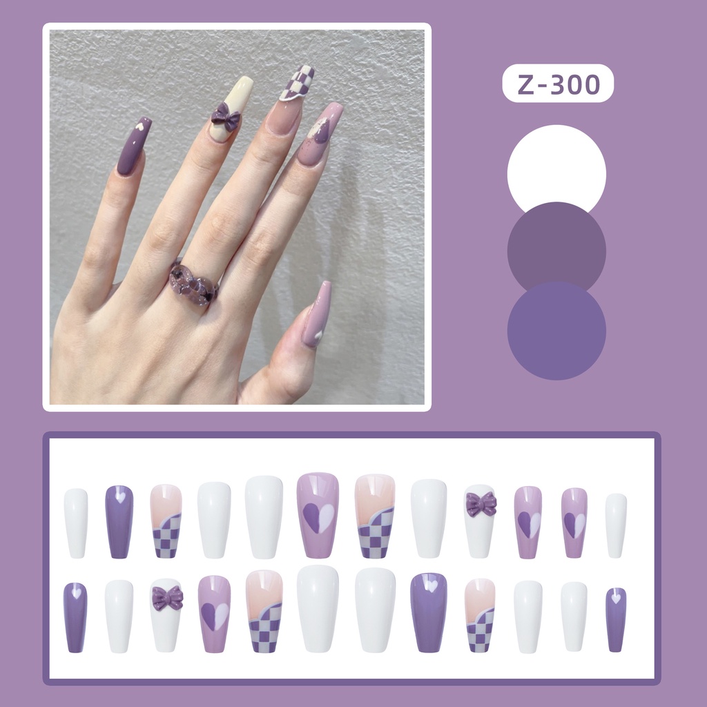 X62 24Pcs DIY Kuku Palsu French Cool Finger Nail Art Stiker Kuku Palsu
