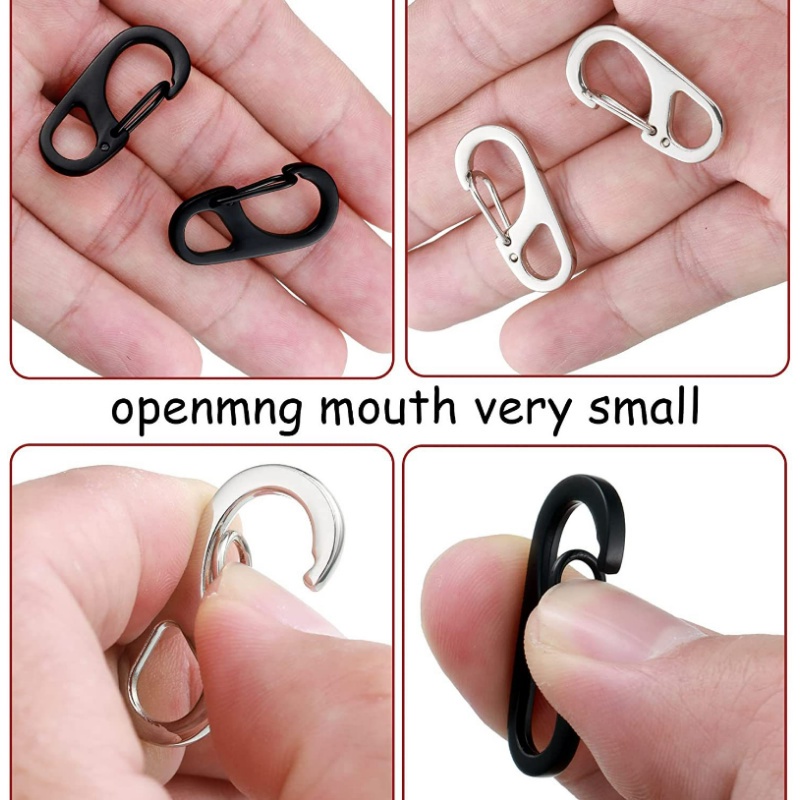 1 /5 /10Pcs Kreatif Serbaguna Untuk Gantungan Kunci Mobil, Tas Dengan Mata Tetap Pegas Mini Stainless Steel Gantungan Kunci Key Buckle Hooks Climbing Clip Tactical Spring Carabiner Backpack Clasp