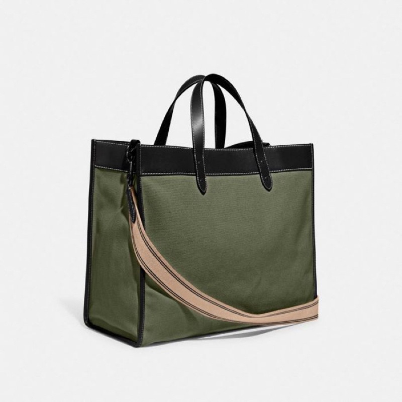 Coach Field Tote 40 In Organic Cotton Canvas With Coach Badge (CC 077) new arrival