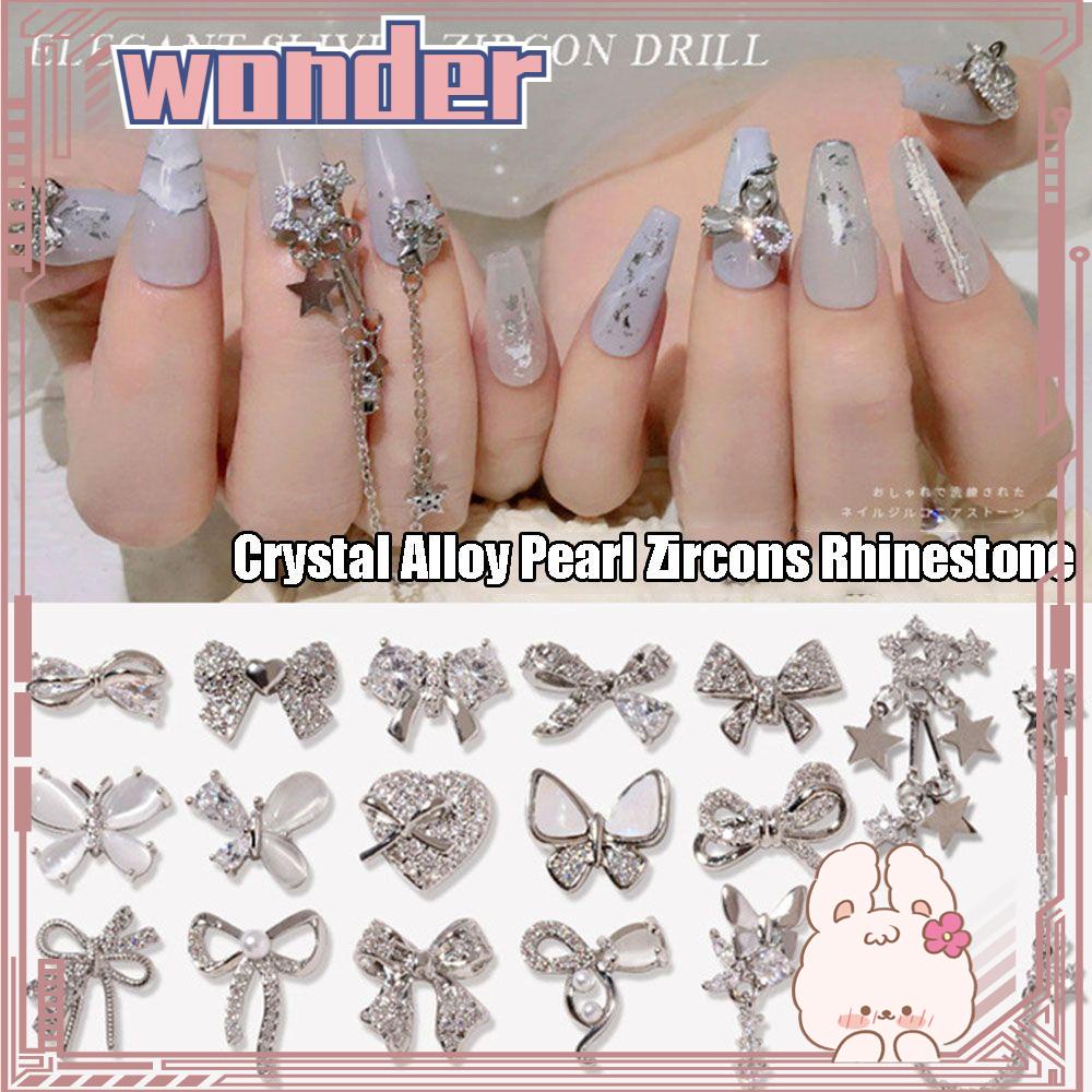 Wonder Nail Art Rhinestones DIY Mutiara Kupu-Kupu Kristal Manikur Perhiasan