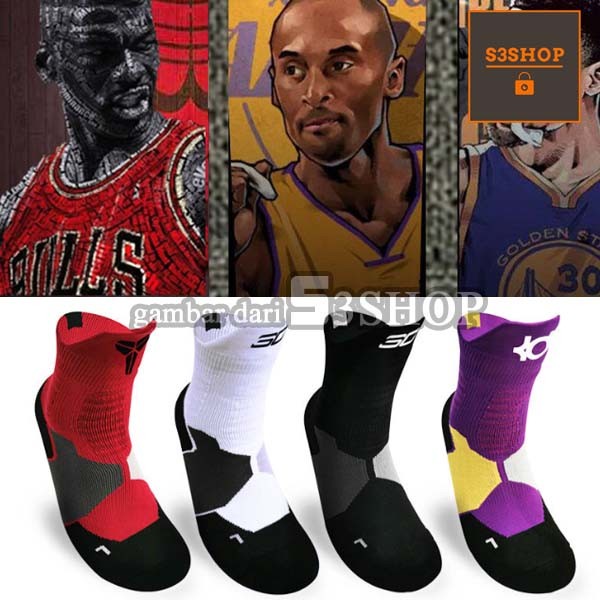 Kaos Kaki Basket NBA Stars Logo Kobe Bryant LeBron Kyrie Irving Sports