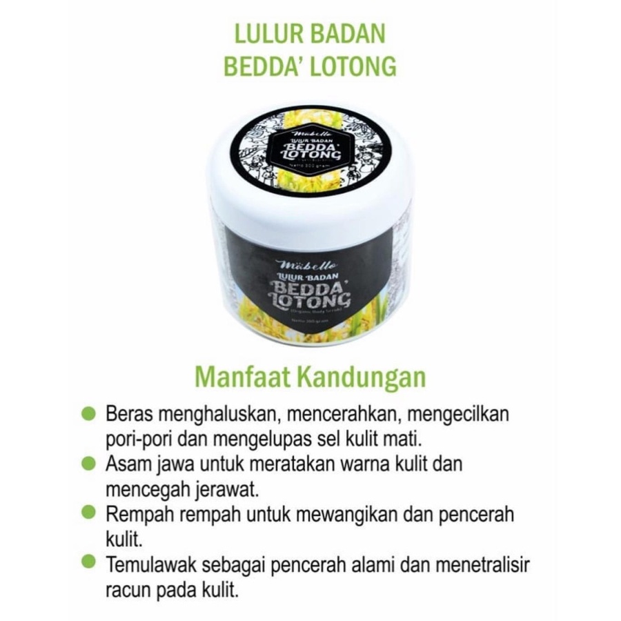 ✿ MADAME ✿ MABELLO BEDDA LOTONG LULUR HITAM SABUN LULUR WAJAH BADAN BPOM ORIGINAL